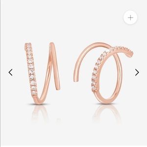 NWOT Ring Concierge Pavé Spiral Threader Earrings, 14k rose gold